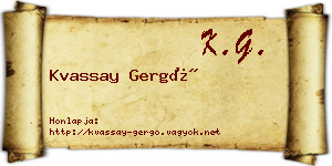 Kvassay Gergő névjegykártya